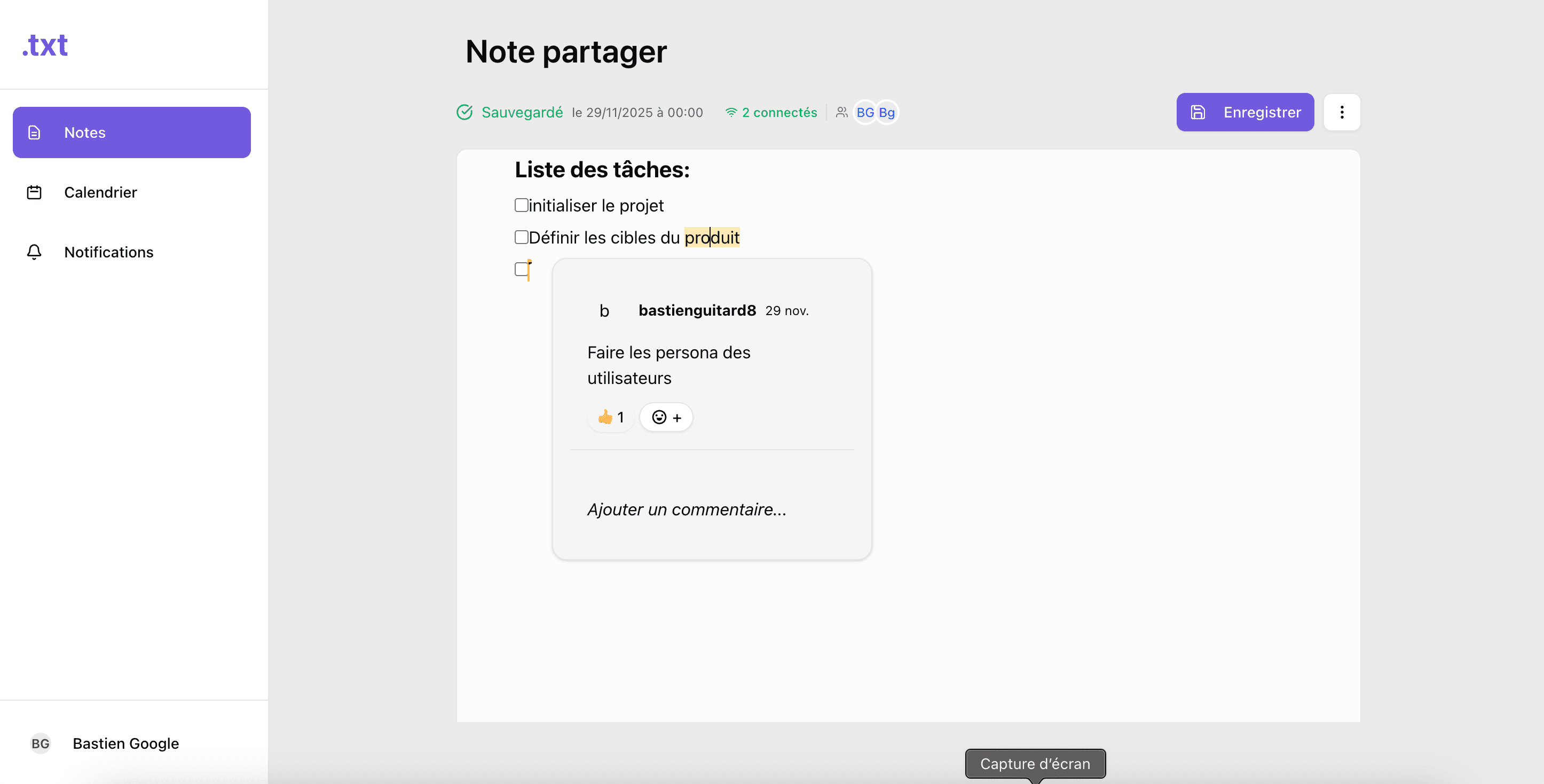 Système de commentaires et partage Dot.TXT avec permissions granulaires et collaboration en équipe